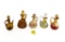 (5) Cruets - (1) Imperial Glass Amber;(1) Dark Amber Glass; (1) Gold & Green Glass;