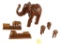 (6) Carved Wood Elephants