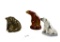 (2) Llardo Polar Bear Statues; (1) Carnival Glass Polar Bear Statue