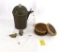 Pewter Salt; Brass Duck; Decorative Coaster Box, no coasters; Vintage Coffee Pot