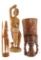 (3) Wood Carved Statues