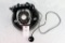 Vintage Mother of Pearl Inlaid Rotary Phone with Stand, one leg missing