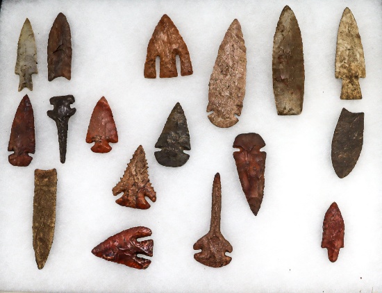 Native American Indian - Frame Of 17 Drills And Points
