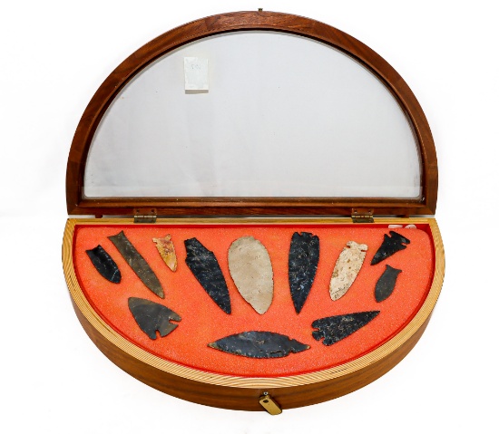 Native American Indian - Frame Of 12 Large Points