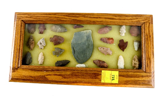 Native American Indian - Frame Of 23 Arrowheads