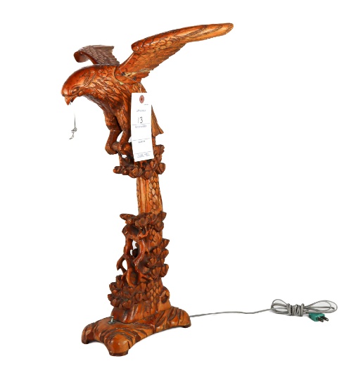 Wood Carving - Detailed Eagle On Stand