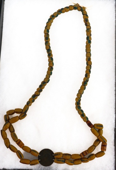Native American Indian - 10" Trade Bead Necklace W/ 1838 Cent