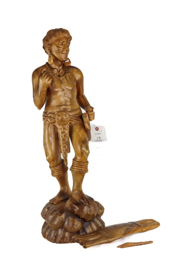 Wood Carving - Early African Warrior Statue
