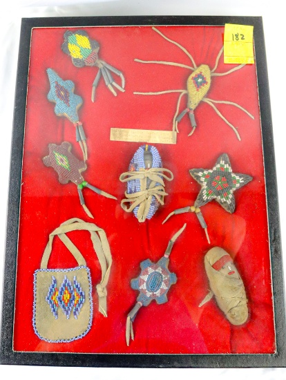 Native American Indian - (9) Beaded Leather Toys