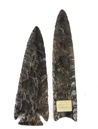 Native American Indian - (2) Great Black Flint Points