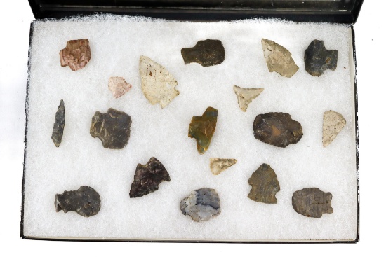 Native American Indian - Frame Of (18) Arrowheads