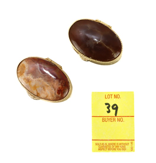 (2) Cosmetic Containers - Onyx Or Marble