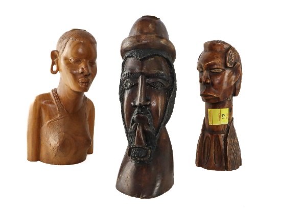 (3) Carved Wood African Statues