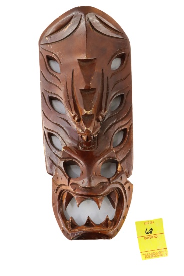 Grotesque Carved Wood Mask