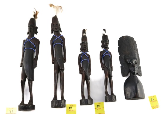 (5) African Wood Carved Statues