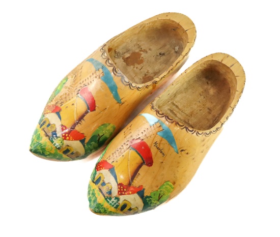 Early Dutch Haarlem Wood Clog Shoes