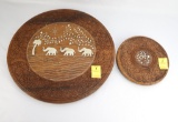 Wood Carving - (2) Bowa Intricately Carved Indian Discs