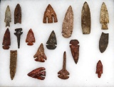 Native American Indian - Frame Of 17 Drills And Points