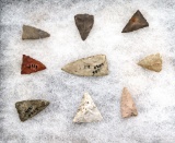 Native American Indian - Frame Of 9 Bird Points