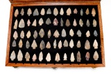 Native American Indian - Frame Of 63 Arrowheads