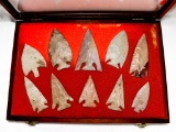 Native American Indian - Phenomenal Frame Of 10 Large Points
