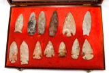 Native American Indian - Frame Of 13 Large Points