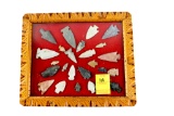 Native American Indian - Folk Art Frame With 24 Arrowheads