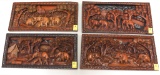 Wood Carving - (4) Malaysian Elephant Motif Wall Decor