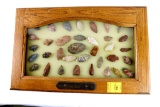 Native American Indian - Frame Of 35 Arrowheads