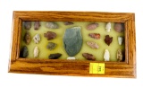 Native American Indian - Frame Of 23 Arrowheads