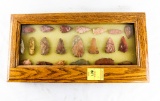 Native American Indian - Frame Of 21 Arrowheads