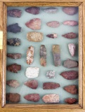 Native American Indian - Frame Of 30 Arrowheads