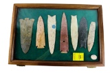 Native American Indian - Wood Case Of 6 Large Points