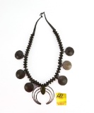 Native American Indian - Sterling Silver Squash Blossom Necklace