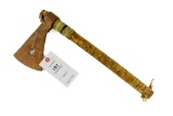 Native American Indian - Tomahawk War Axe W/ Beaded And Rawhide Handle
