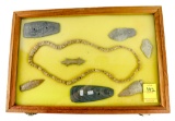 Native American Indian - (8) Artifacts In Wood Case