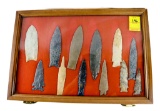 Native American Indian - (12) Large Points In Wood Case