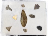 Native American Indian - Frame Of 9 Arrowheads