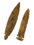 Native American Indian - (2) Large Arrowheads - 6.4
