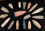Native American Indian - (17) Large Points In Wooden Case
