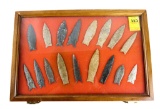 Native American Indian - (17) Large Points In Wood Case