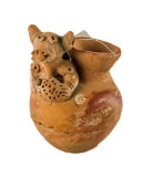 Unusual Wolf Effigy Clay Pot