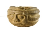 Huge Carved Rock Snake Effigy Bowl