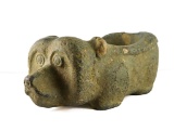 Carved Rock Bear Effigy Mortar