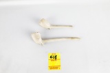 Native American Indian - (2) Early Stemmed White Clay Pipes