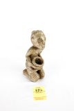 Native American Indian - Large Carved Stone Woman W/ Pottery Pipe