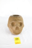 Native American Indian - Large Carved Stone Skull Pipe