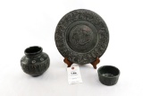 (3) Greek Beautiful Glazed Clay Pieces