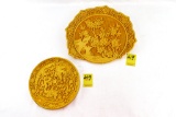 (2) Carved Asian Wall Plates, one with Damage