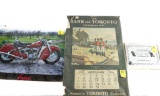 The Bank of Toronto Est. 1855 Advertising Calendar, 1934; Indian Motorcycle Poster;